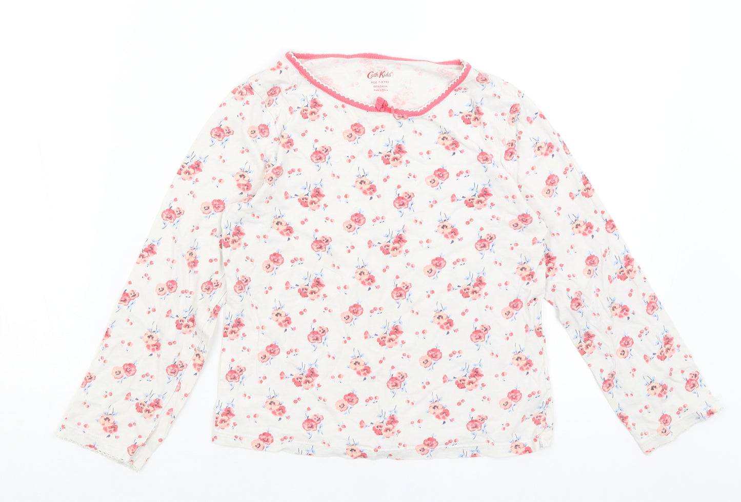 Cath Kids Girls White Floral  Basic T-Shirt Size 7-8 Years