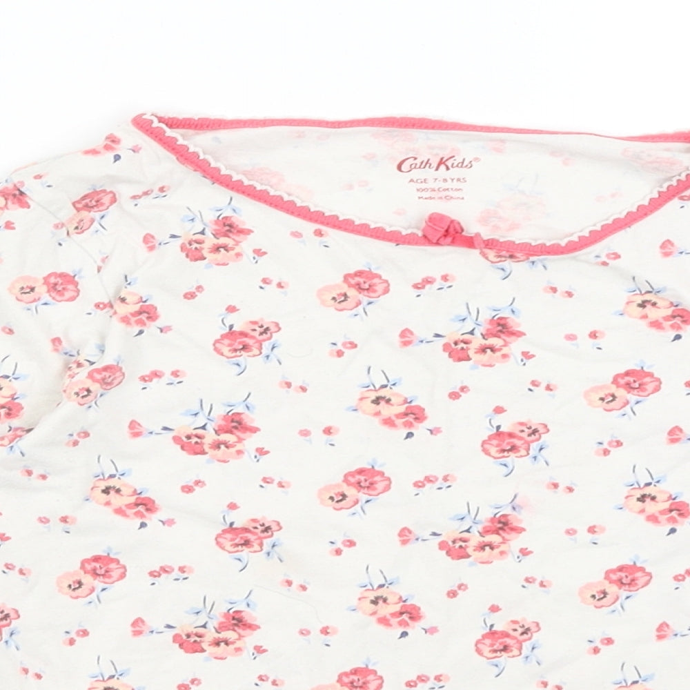 Cath Kids Girls White Floral  Basic T-Shirt Size 7-8 Years