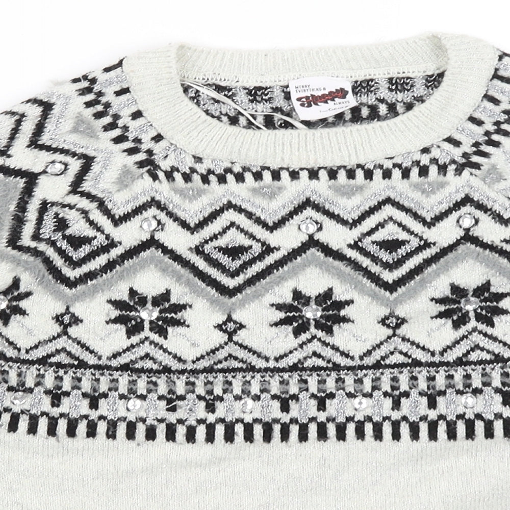 George Womens Ivory Geometric  Pullover Jumper Size S