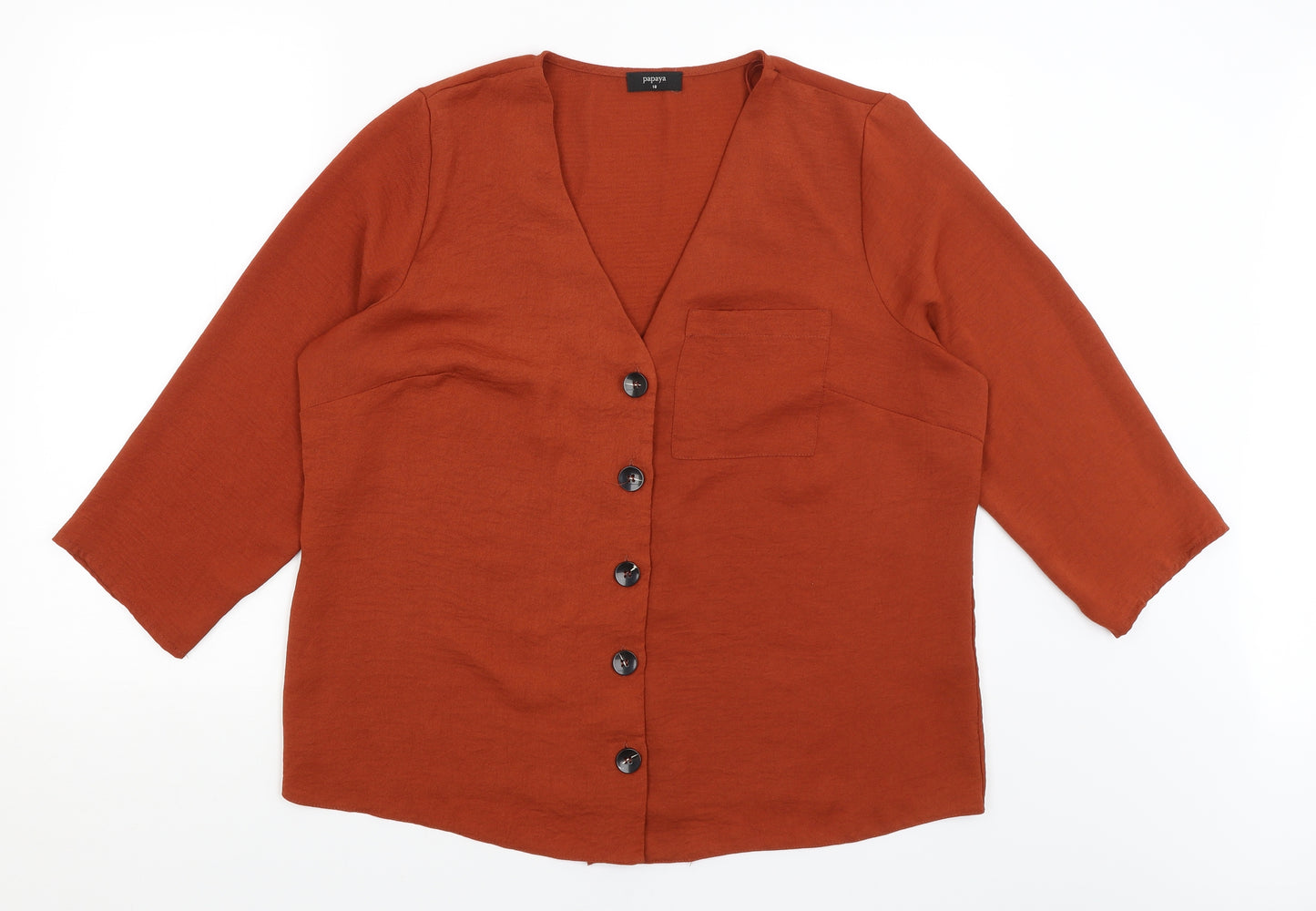 Papaya Womens Orange   Basic Button-Up Size 18