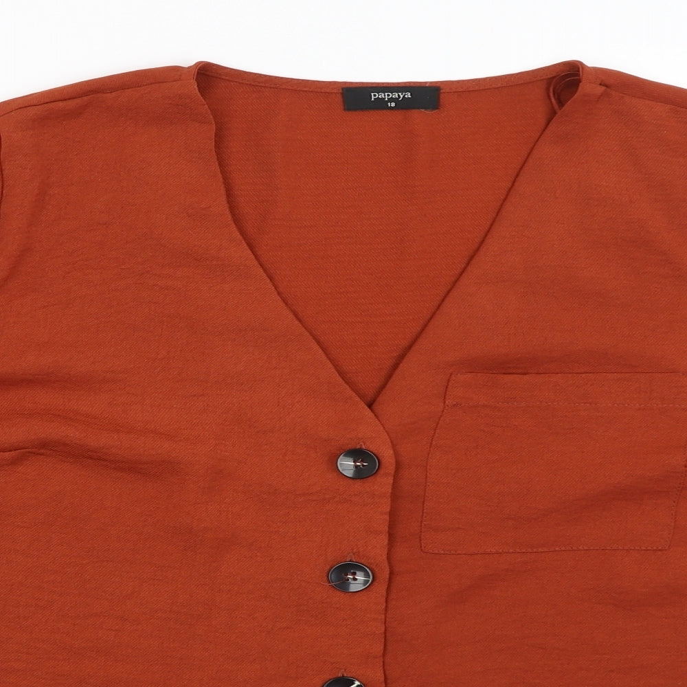 Papaya Womens Orange   Basic Button-Up Size 18