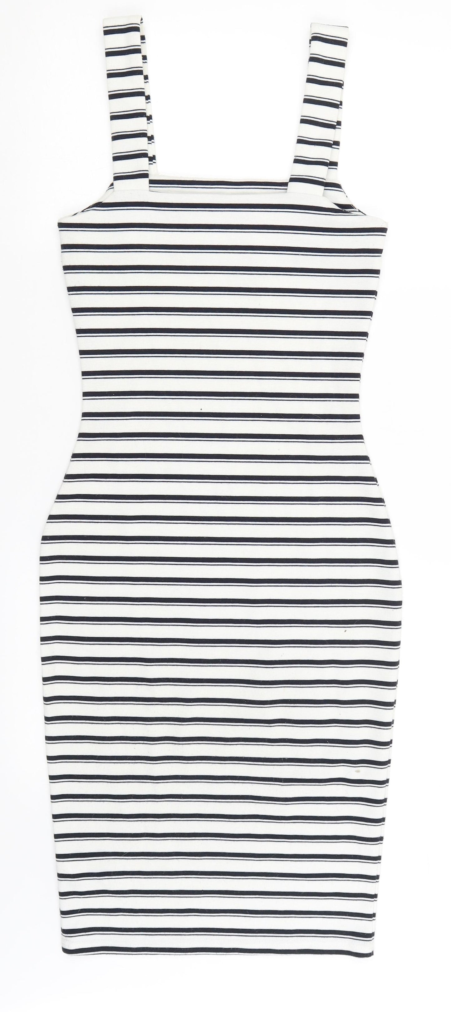 Primark Womens White Striped  Pencil Dress  Size 8