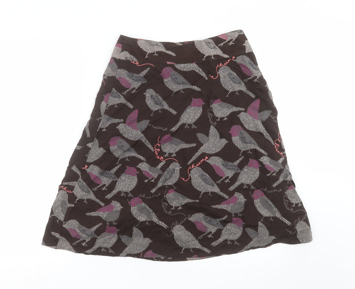 Preworn Womens Brown A-Line Skirt Size 28 in - Bird print