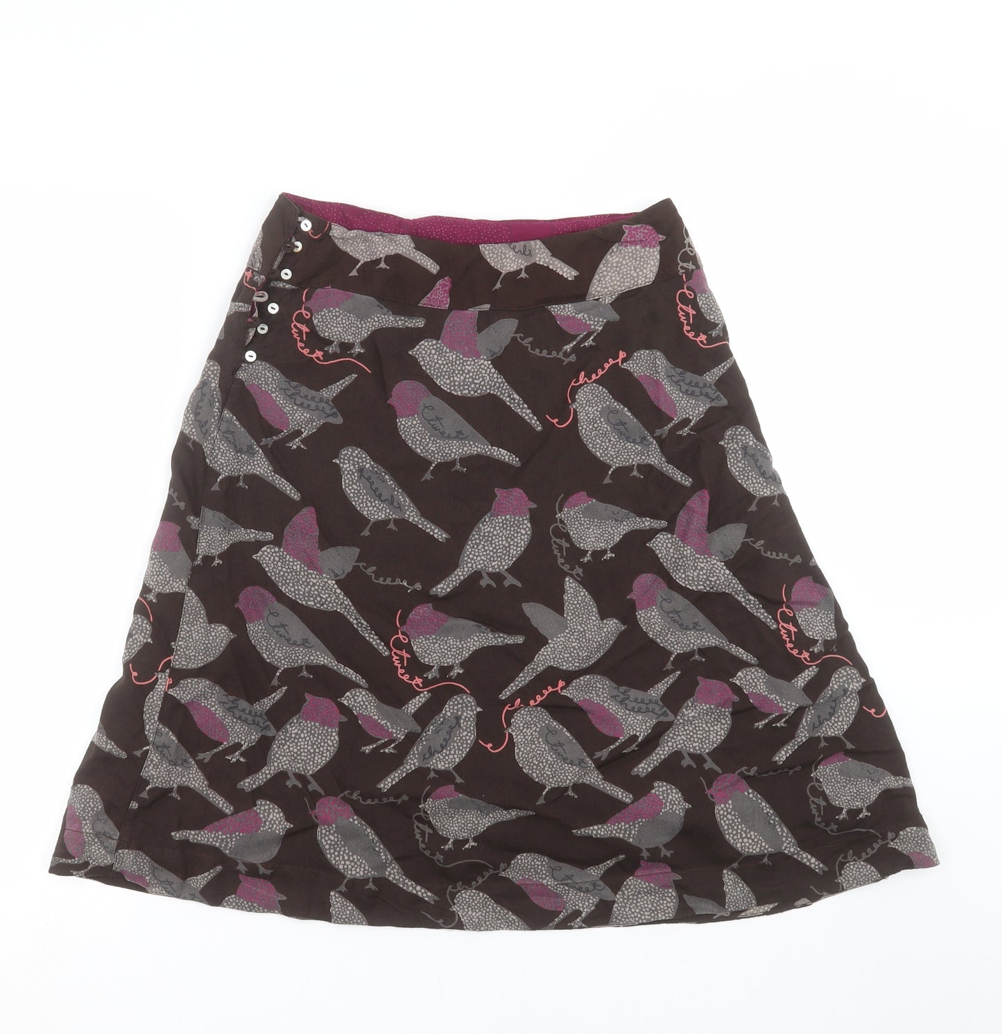 Preworn Womens Brown   A-Line Skirt Size 28 in  - Bird print