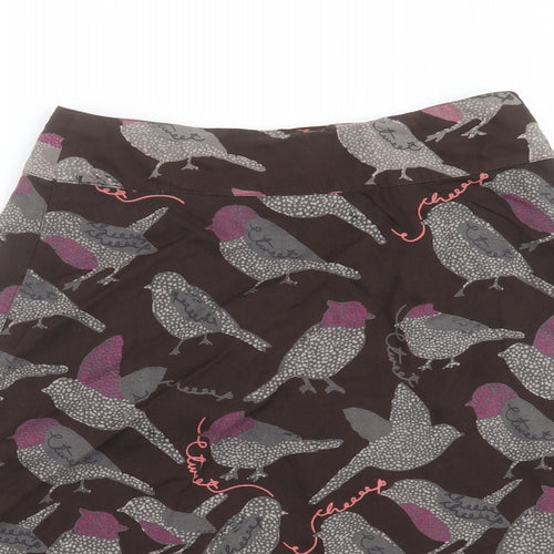 Preworn Womens Brown   A-Line Skirt Size 28 in  - Bird print