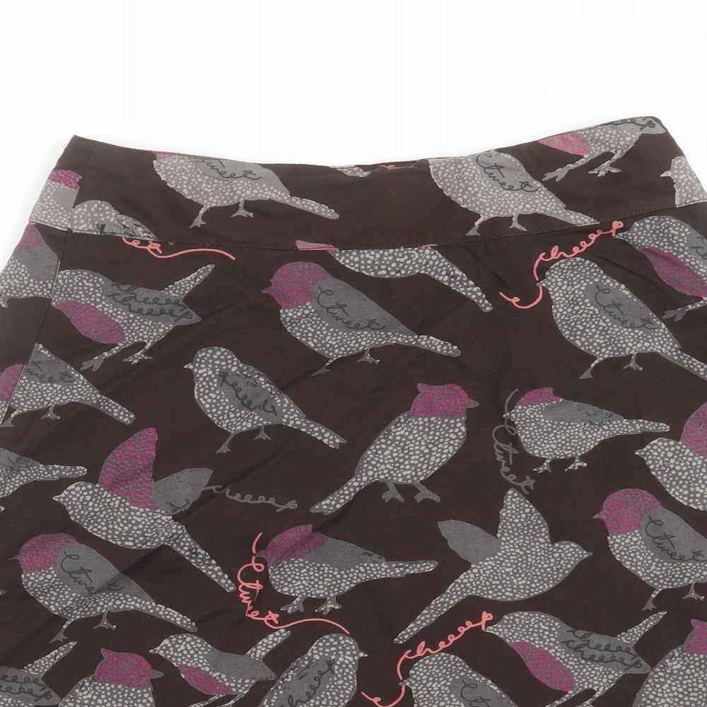 Preworn Womens Brown   A-Line Skirt Size 28 in  - Bird print
