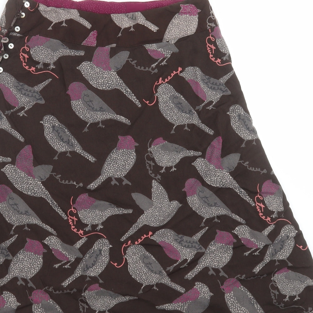 Preworn Womens Brown   A-Line Skirt Size 28 in  - Bird print