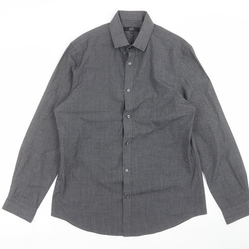 George Mens Black Check   Button-Up Size 15.5