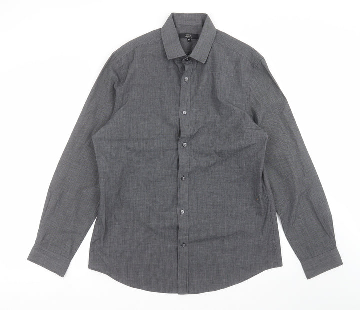 George Mens Black Check Button-Up Size 15.5