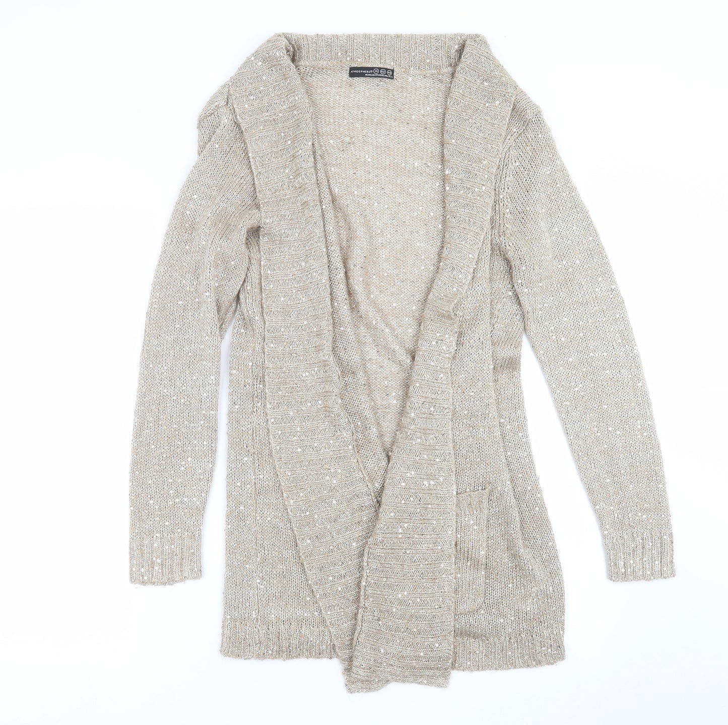 Primark Womens Beige  Knit Cardigan Jumper Size 14  - sequins
