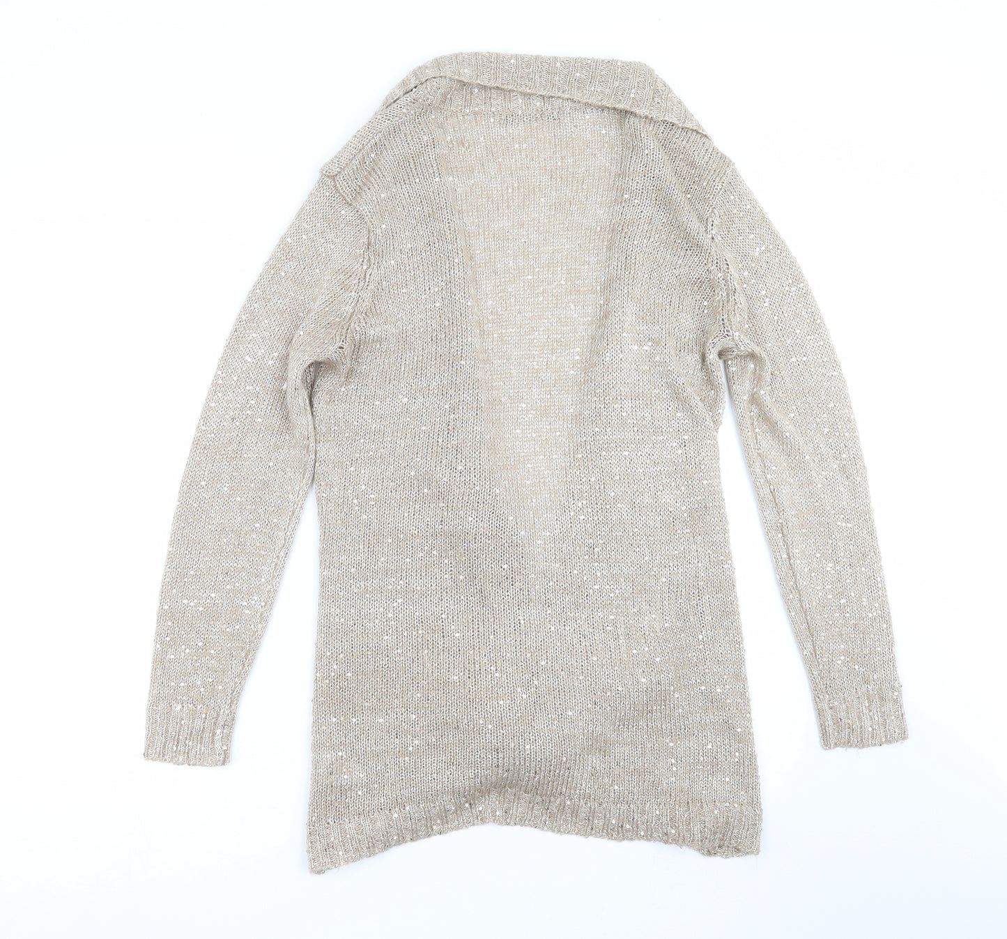 Primark Womens Beige  Knit Cardigan Jumper Size 14  - sequins