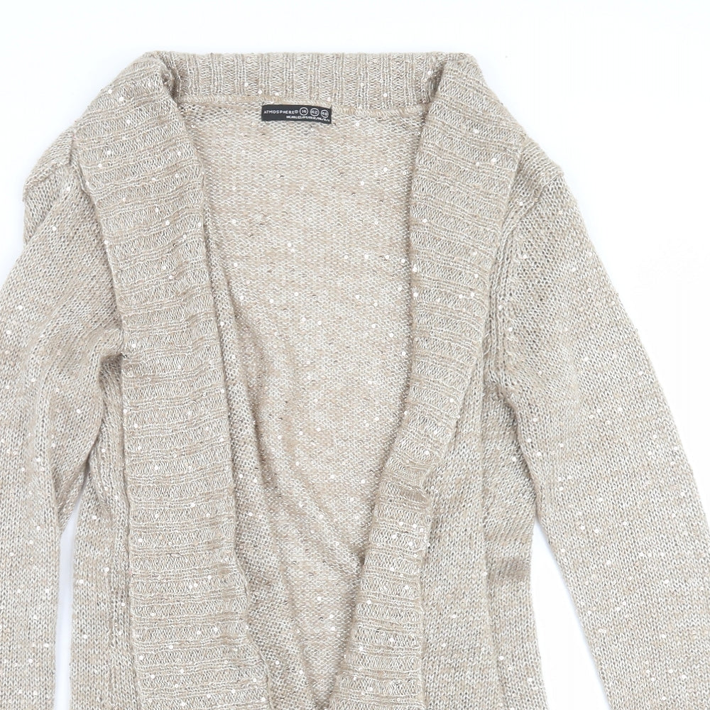 Primark Womens Beige  Knit Cardigan Jumper Size 14  - sequins