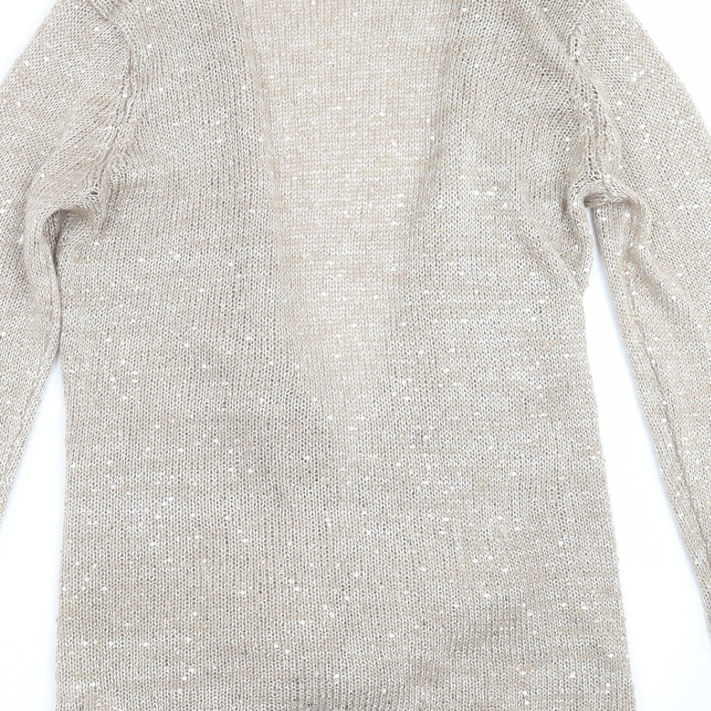 Primark Womens Beige  Knit Cardigan Jumper Size 14  - sequins