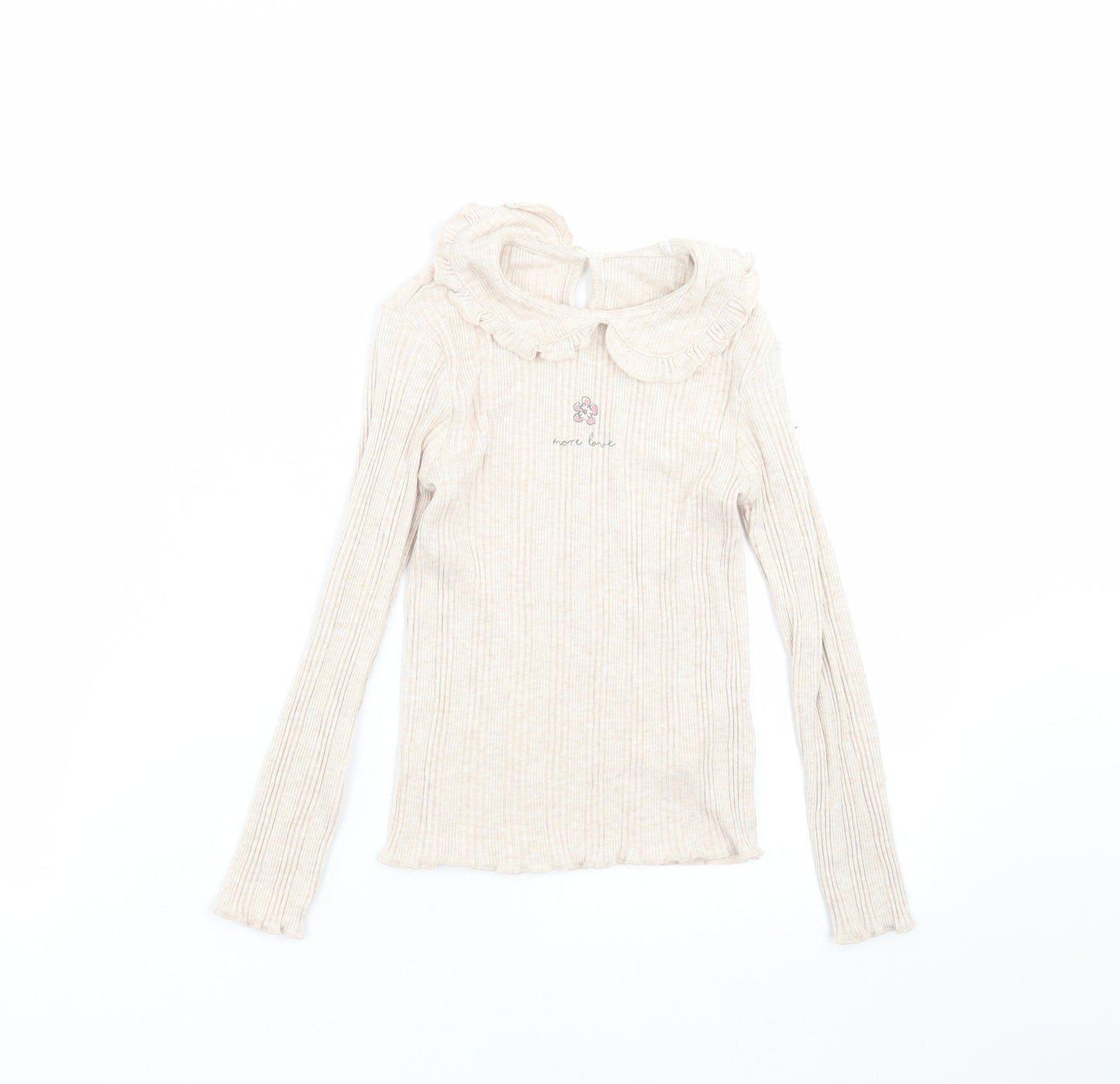 George Girls Beige   Basic T-Shirt Size 5-6 Years  - flower
