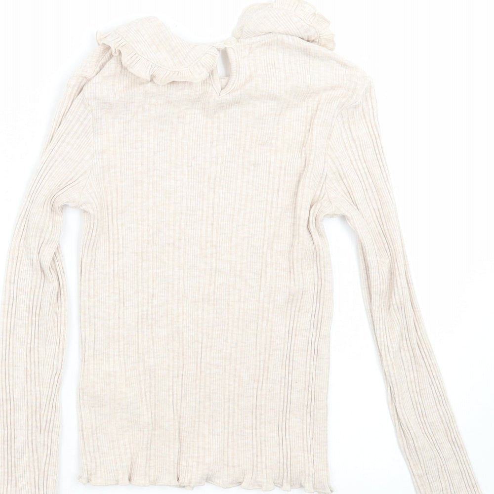 George Girls Beige   Basic T-Shirt Size 5-6 Years  - flower