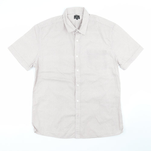 Easy Mens Brown Geometric   Button-Up Size L