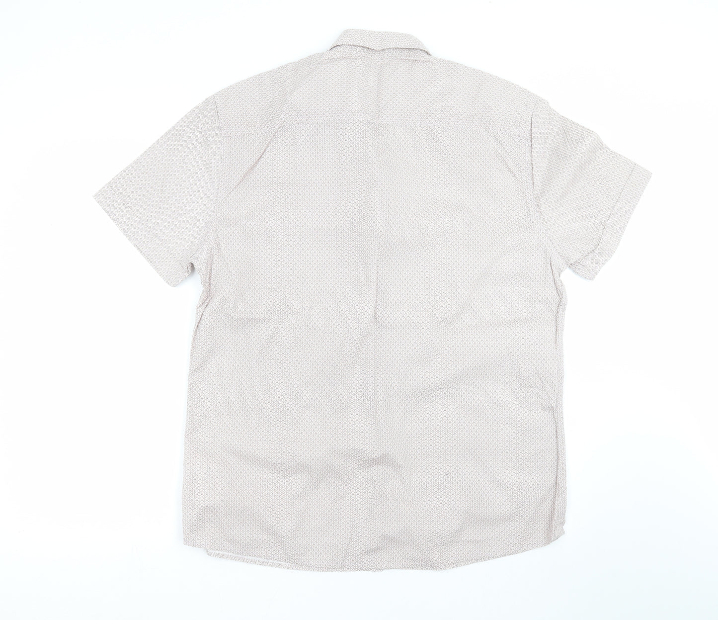 Easy Mens Brown Geometric   Button-Up Size L