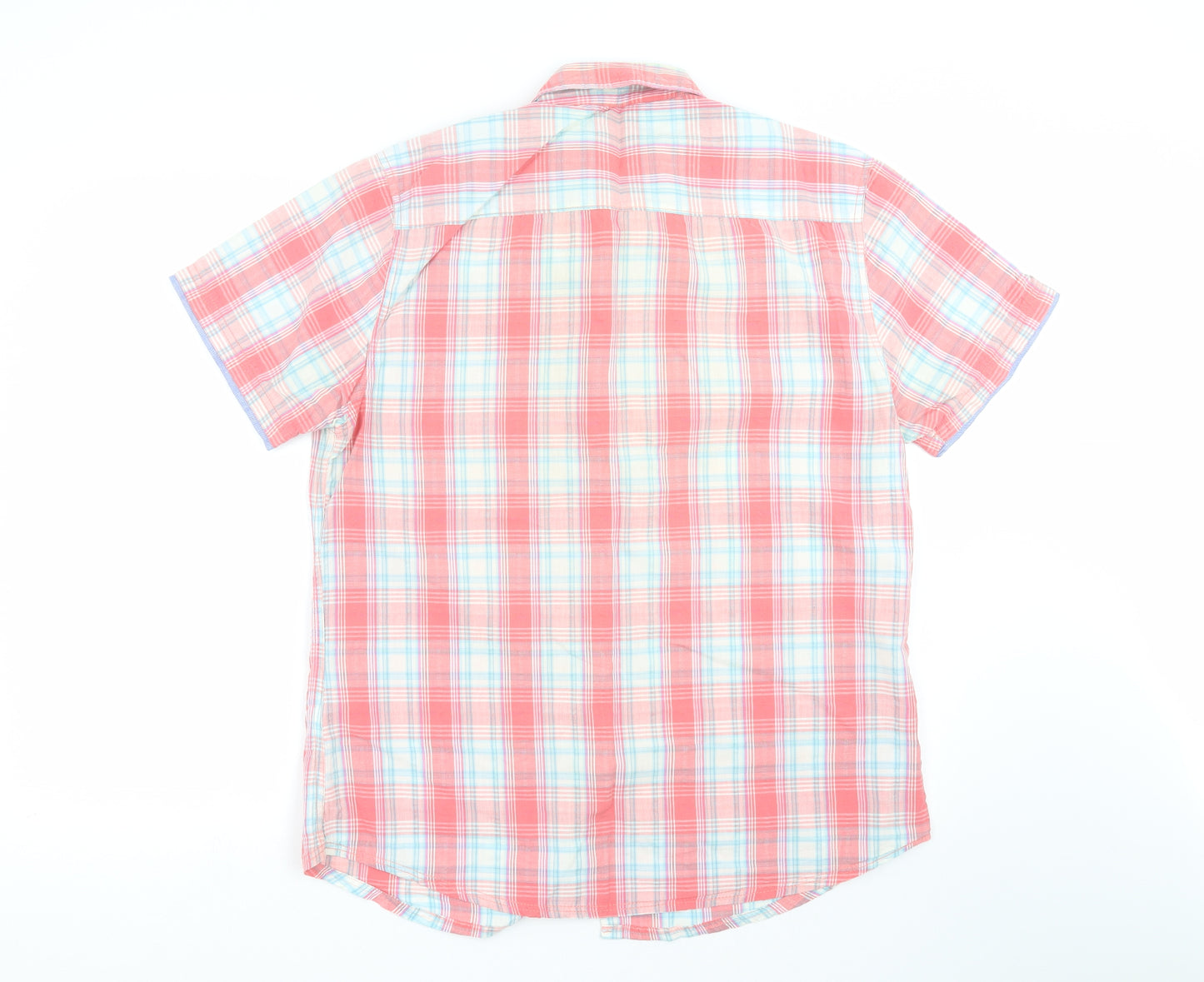 Easy Mens Pink Check   Button-Up Size L