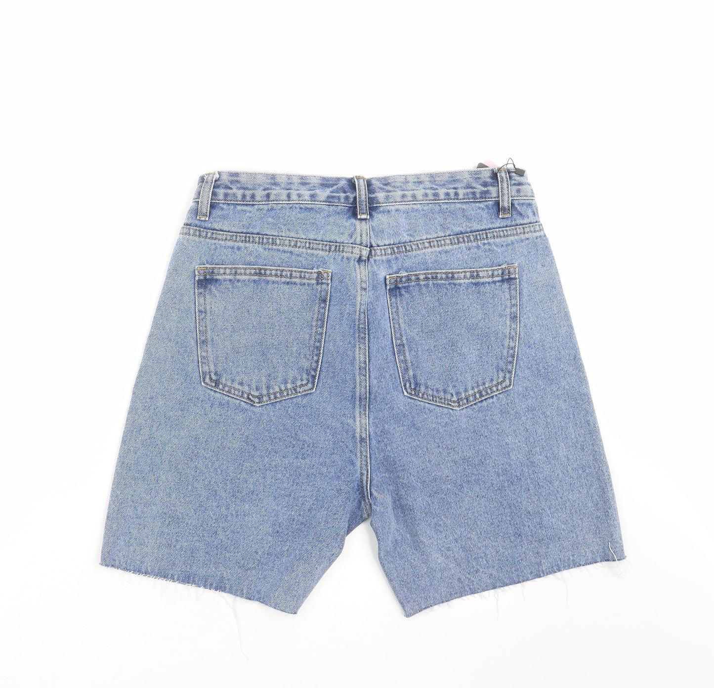 PRETTYLITTLETHING Womens Blue  Denim Bermuda Shorts Size 10 - Distressed hem