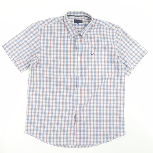 Lincoln Mens Blue Check   Button-Up Size M
