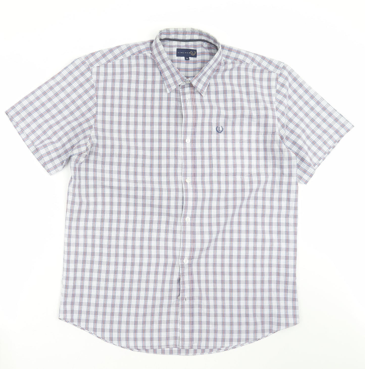Lincoln Mens Blue Check   Button-Up Size M