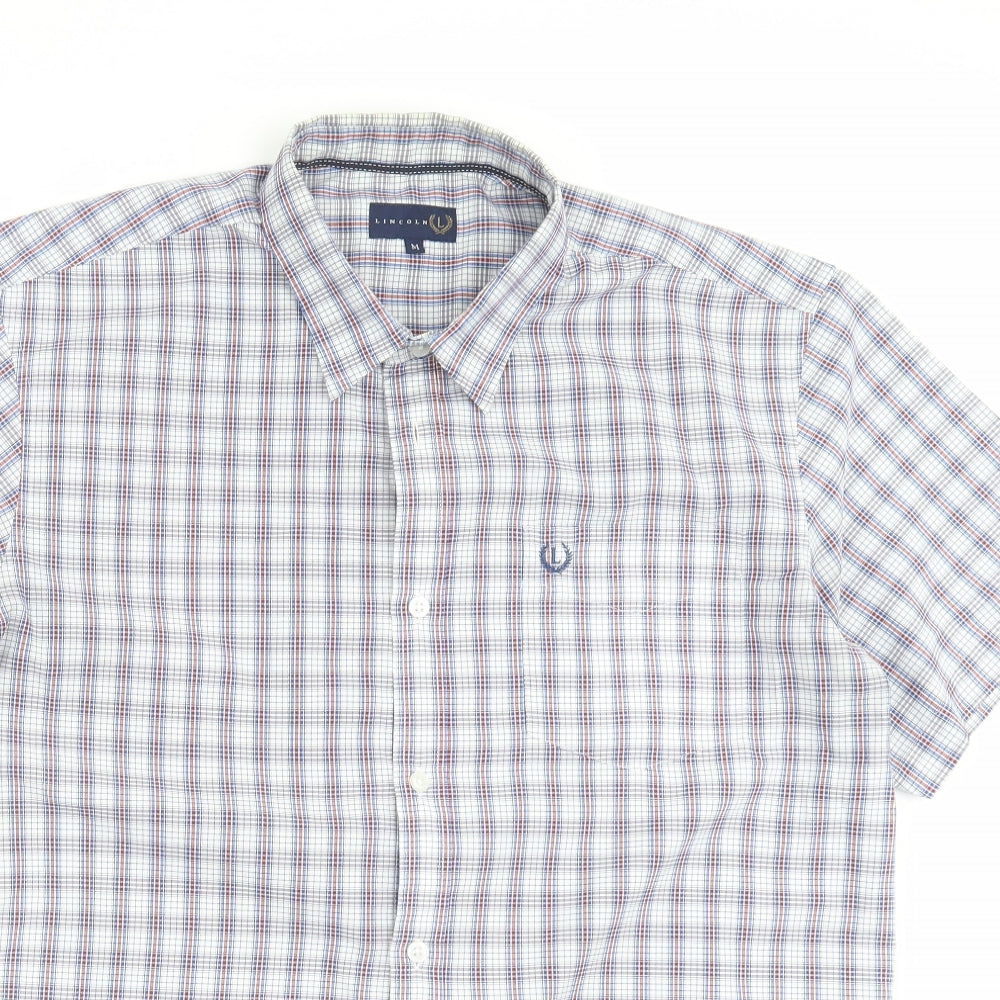 Lincoln Mens Blue Check   Button-Up Size M