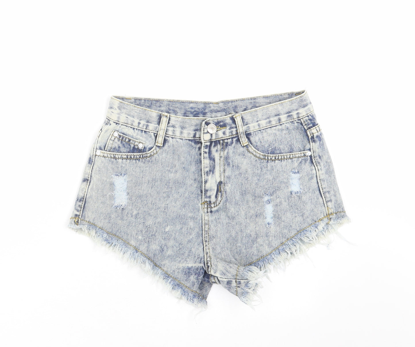 Jeans Womens Blue  Denim Hot Pants Shorts Size S - Distressed