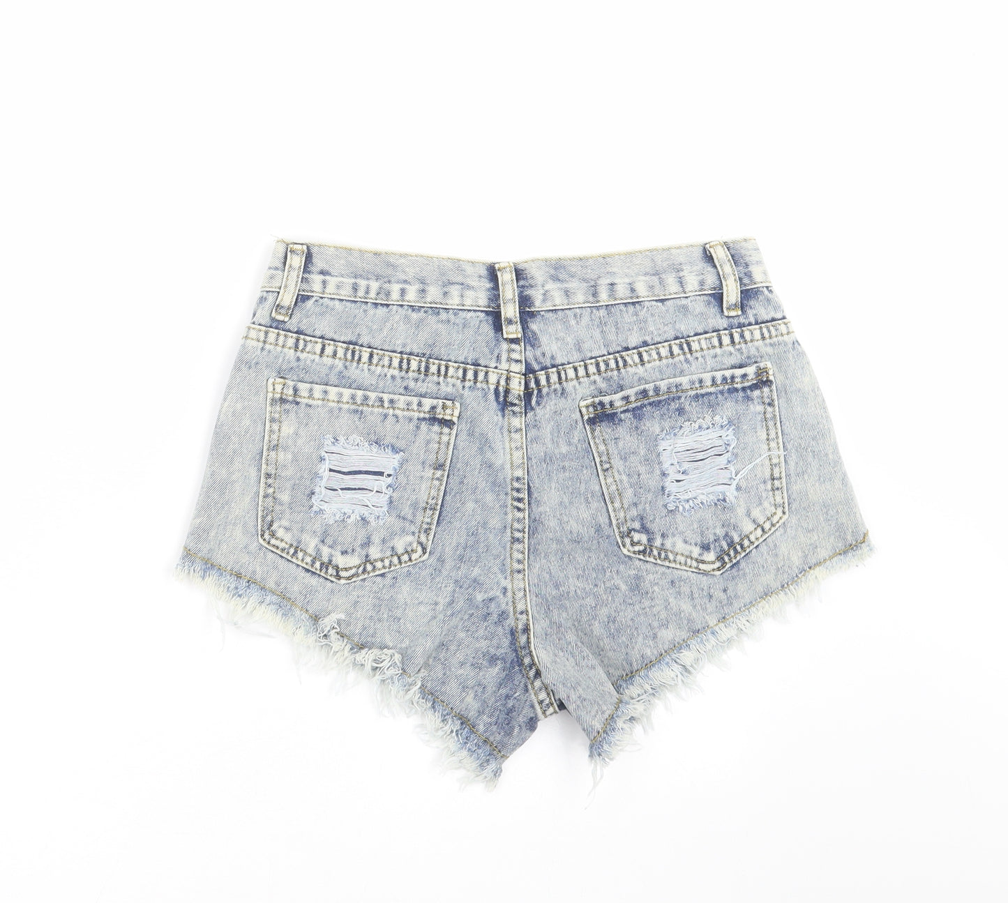 Jeans Womens Blue  Denim Hot Pants Shorts Size S - Distressed