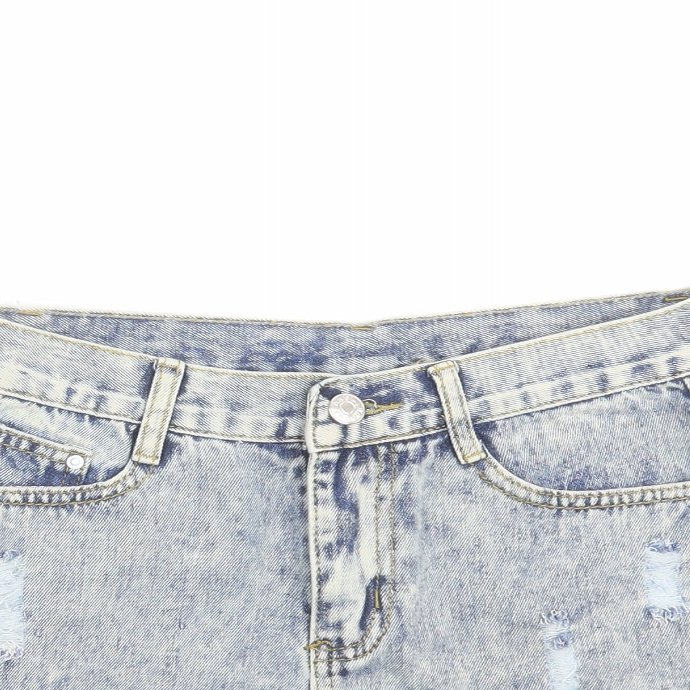 Jeans Womens Blue  Denim Hot Pants Shorts Size S - Distressed