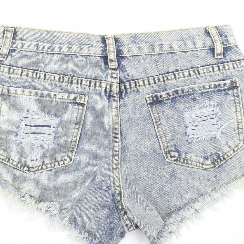 Jeans Womens Blue  Denim Hot Pants Shorts Size S - Distressed