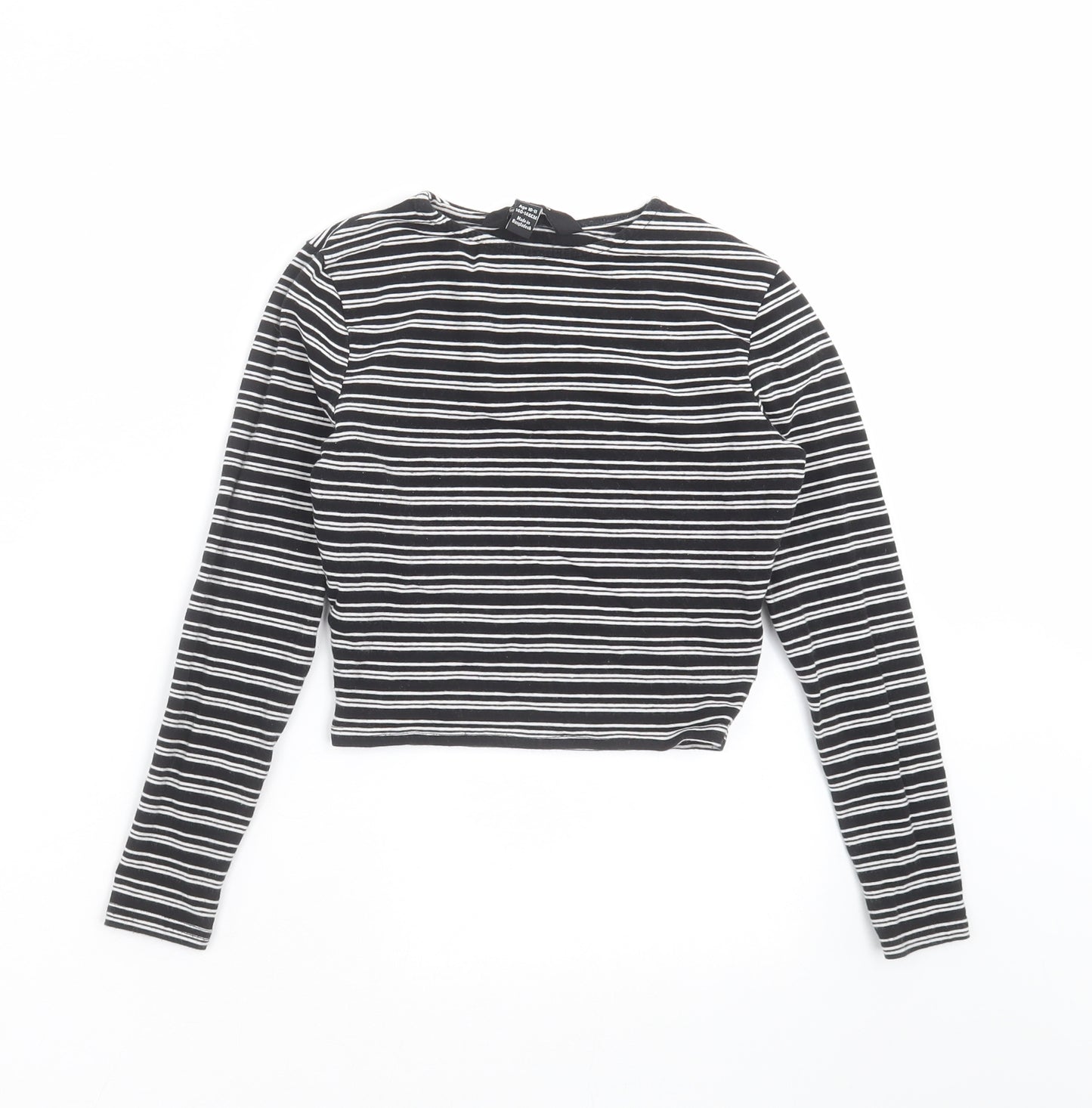 New Look Girls Black Striped  Cropped T-Shirt Size 10-11 Years