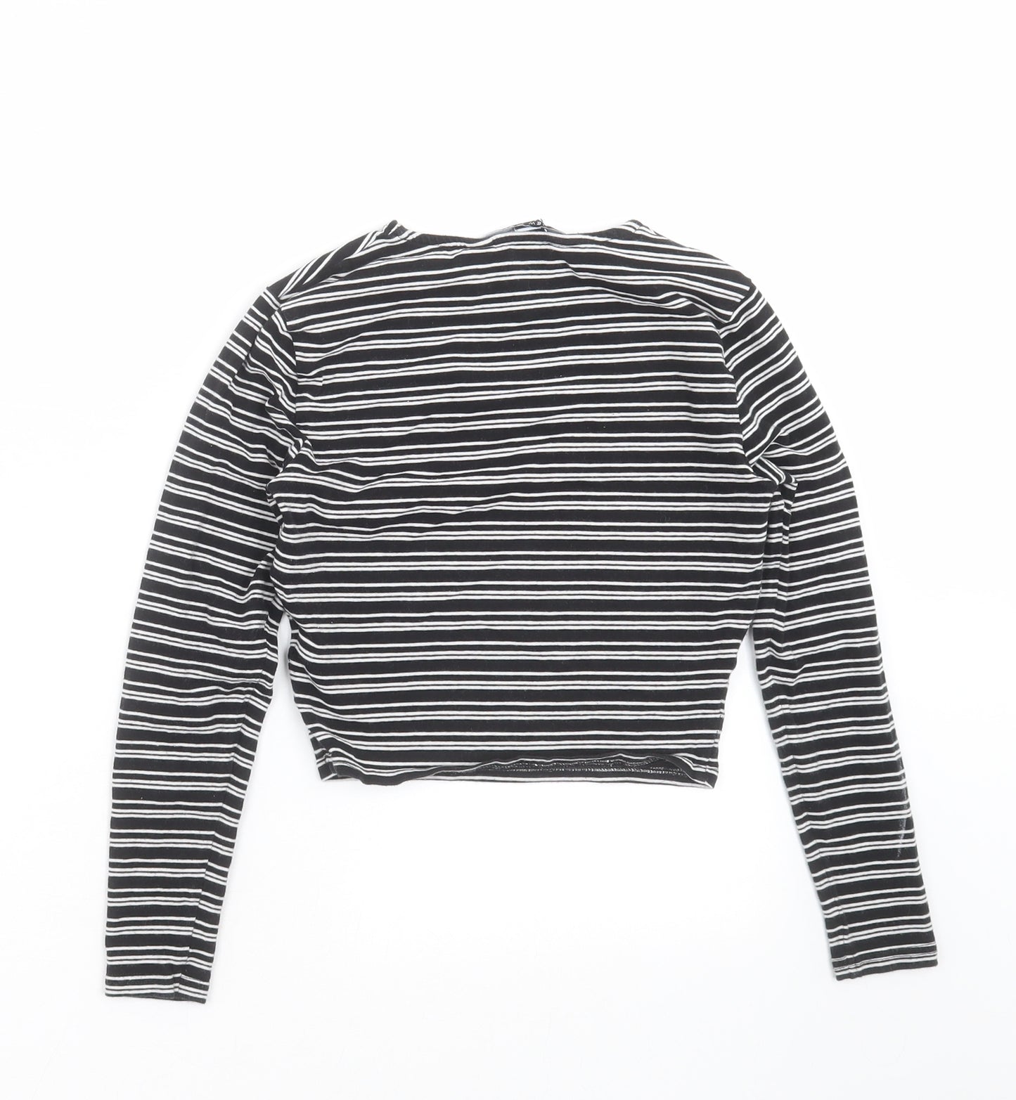New Look Girls Black Striped  Cropped T-Shirt Size 10-11 Years