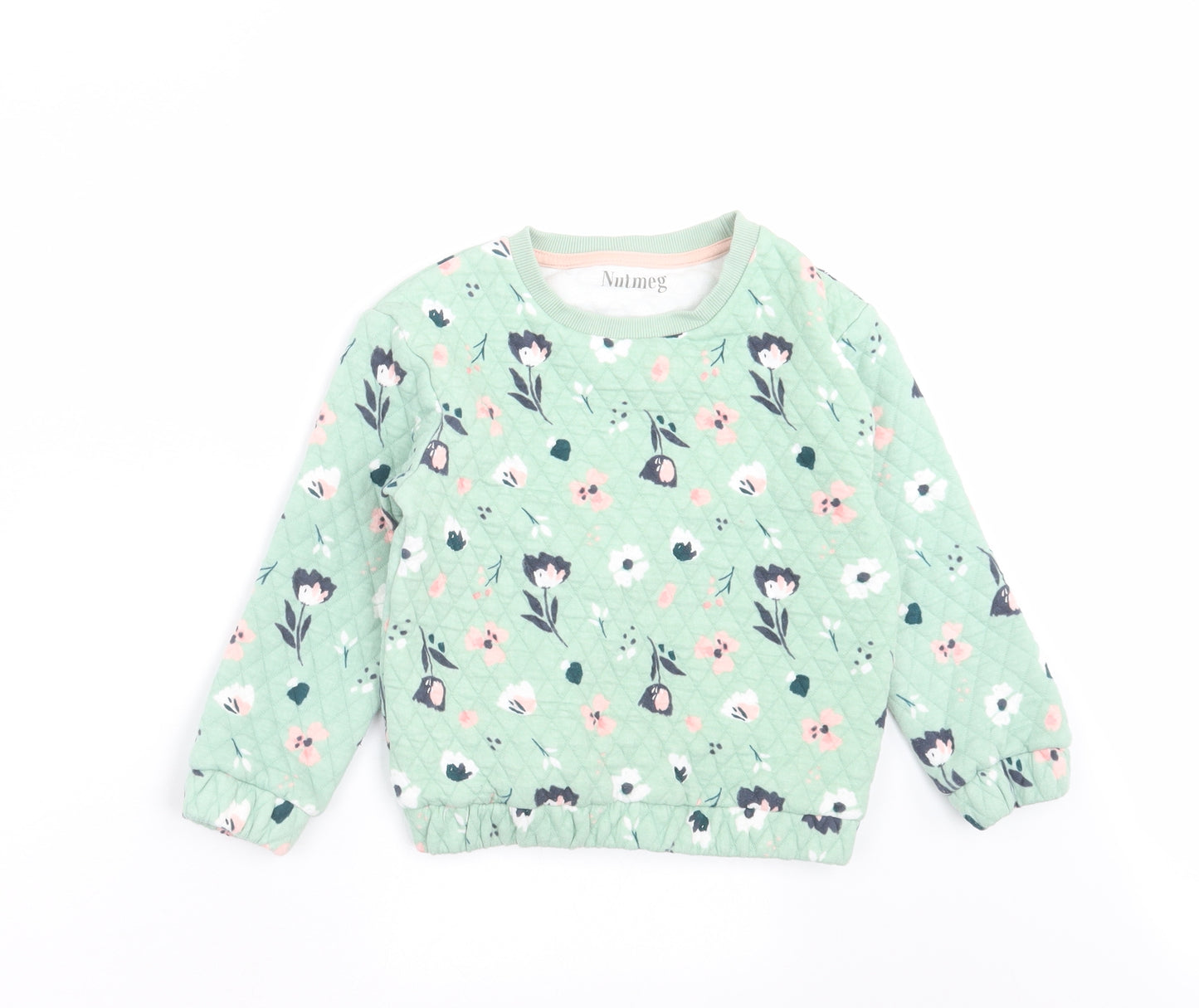 Nutmeg Girls Green Floral  Pullover Sweatshirt Size 5-6 Years