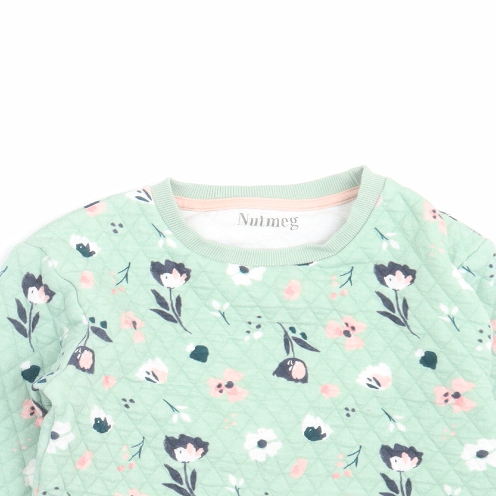 Nutmeg Girls Green Floral  Pullover Sweatshirt Size 5-6 Years