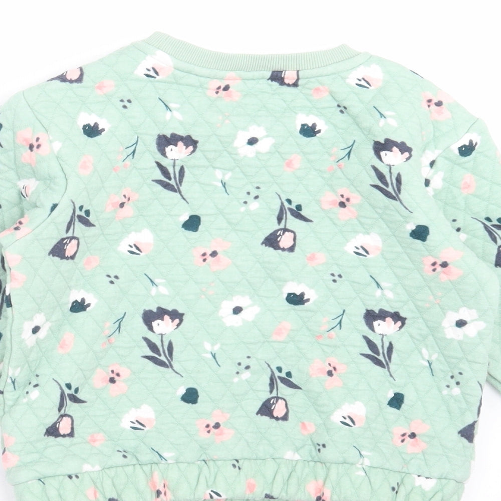 Nutmeg Girls Green Floral  Pullover Sweatshirt Size 5-6 Years