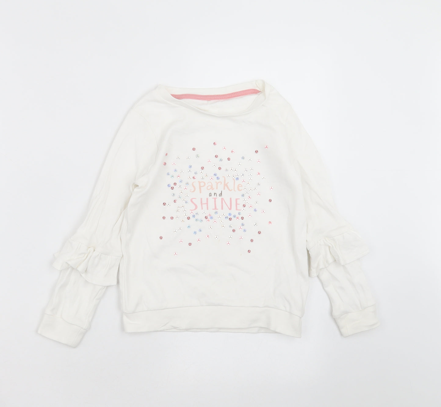 George Girls White   Pullover Sweatshirt Size 5-6 Years  - Sparkle and Shine