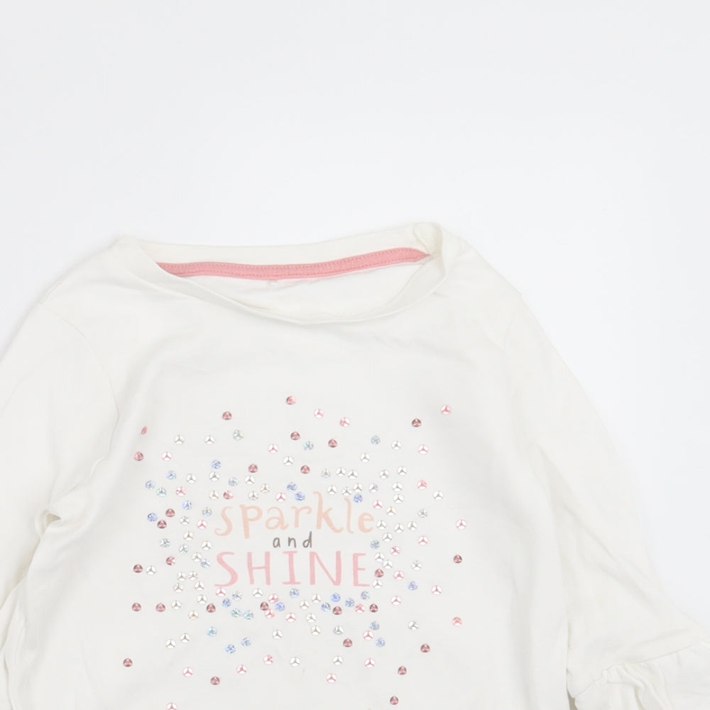 George Girls White   Pullover Sweatshirt Size 5-6 Years  - Sparkle and Shine
