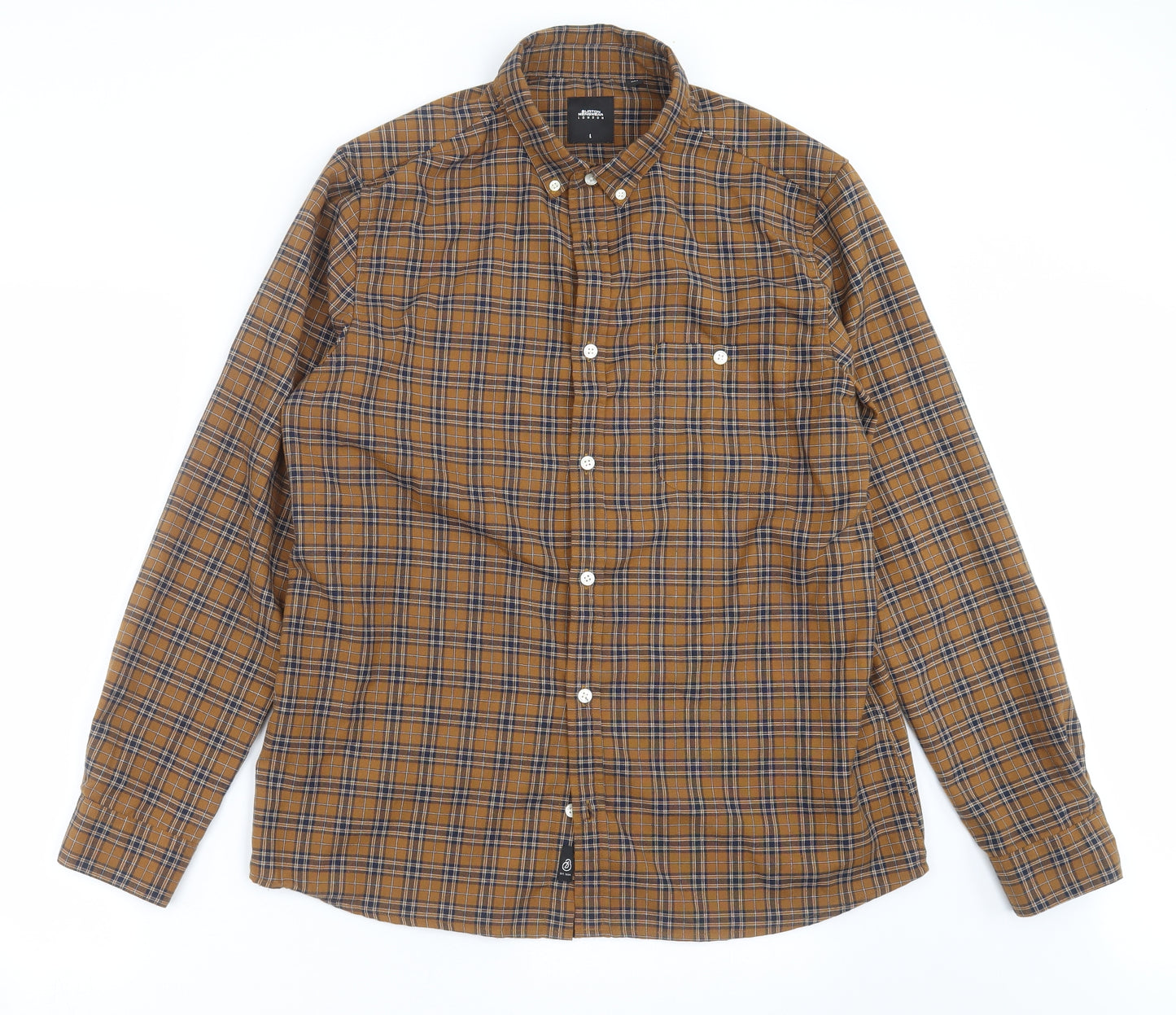 Burton Mens Brown Check   Button-Up Size L