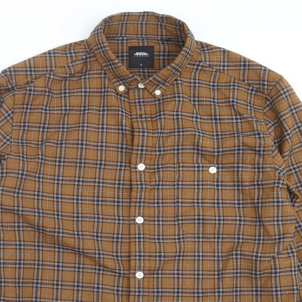 Burton Mens Brown Check   Button-Up Size L