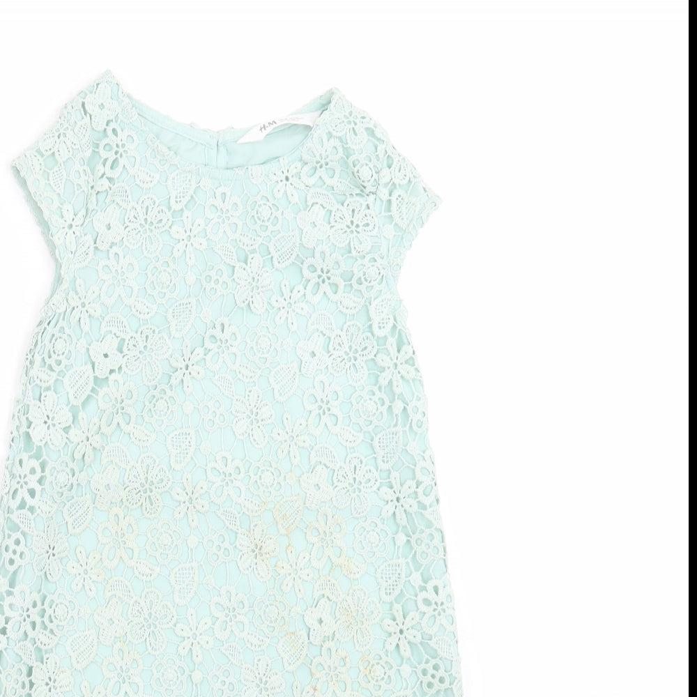 H&M Girls Green Floral  Shift  Size 4-5 Years