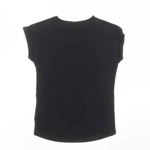 TU Girls Black   Basic T-Shirt Size 9 Years  - Santa Squad
