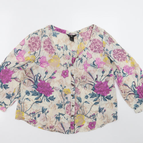 H&M Womens Multicoloured Floral  Basic Blouse Size 8