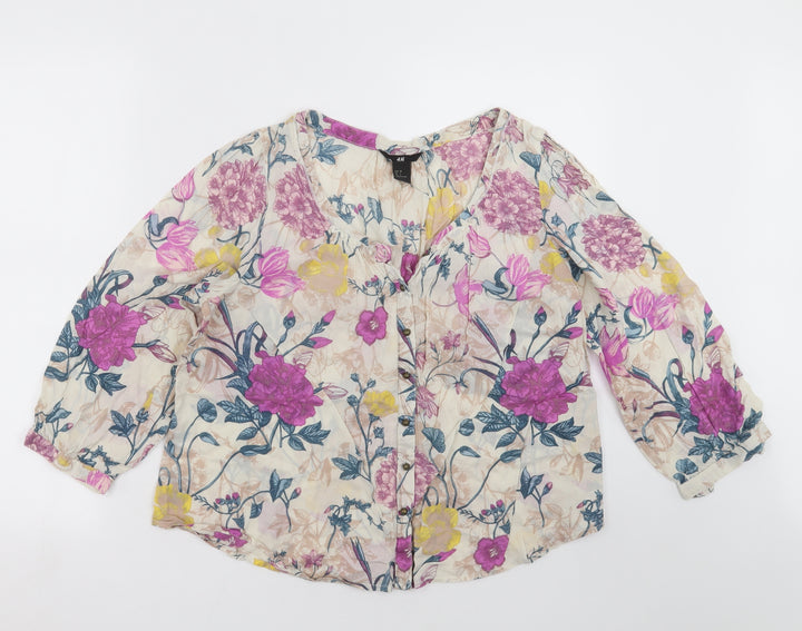 H&M Womens Multicoloured Floral Basic Blouse Size 8