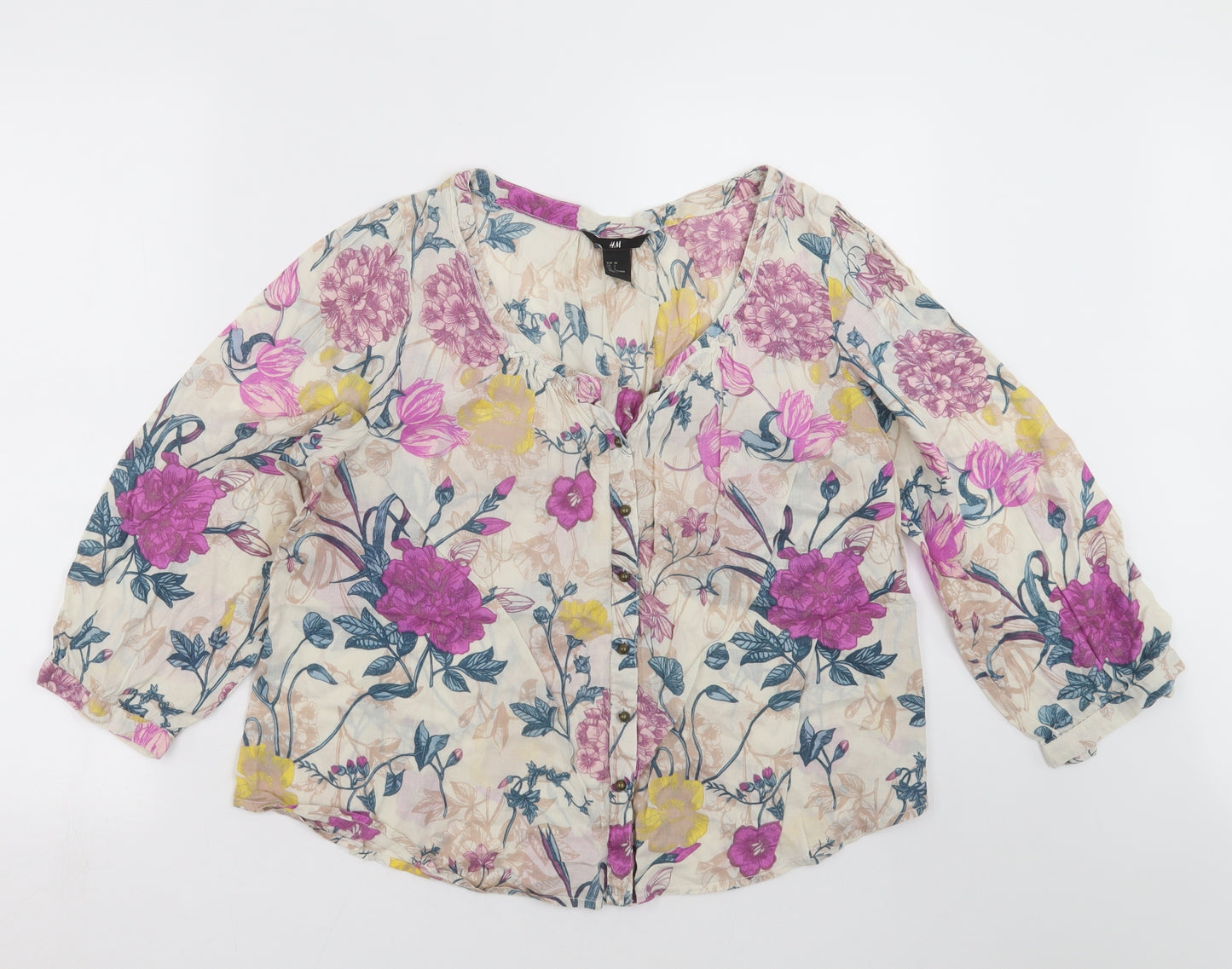H&M Womens Multicoloured Floral  Basic Blouse Size 8