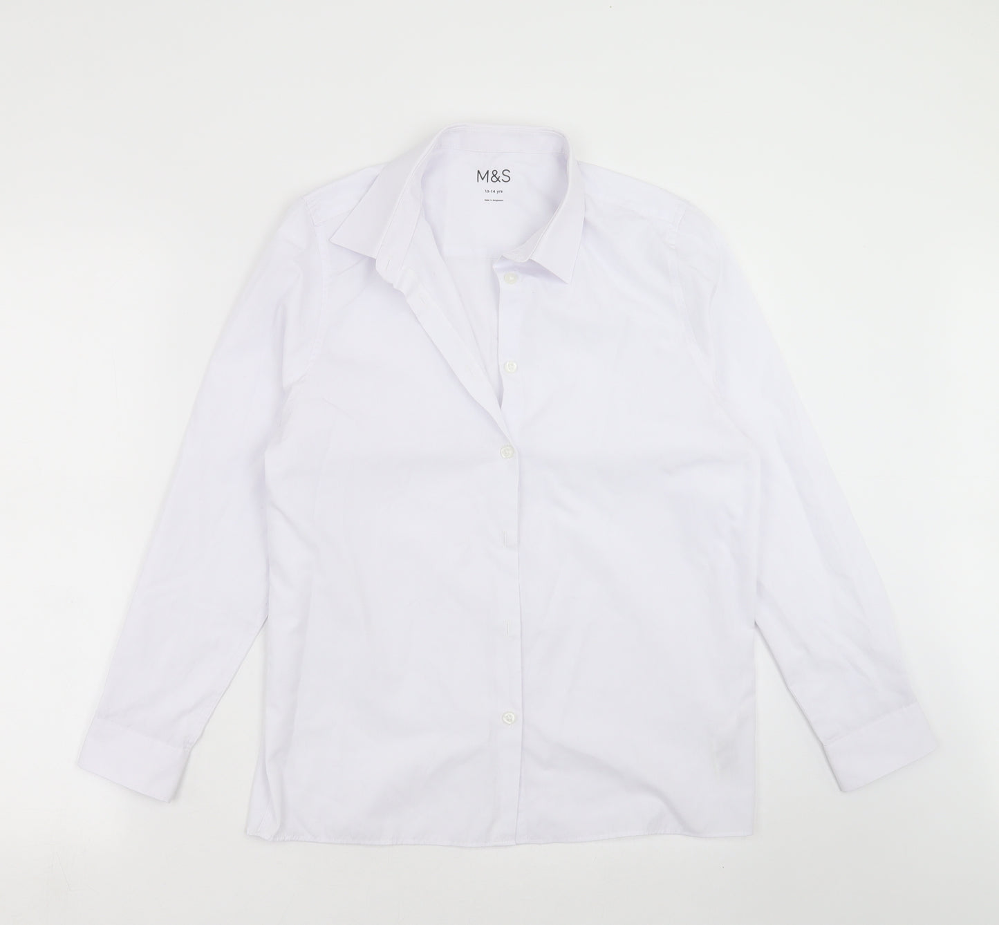 Marks and Spencer Boys White   Basic Button-Up Size 13-14 Years  - school
