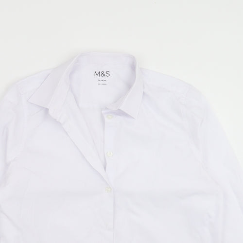 Marks and Spencer Boys White   Basic Button-Up Size 13-14 Years  - school