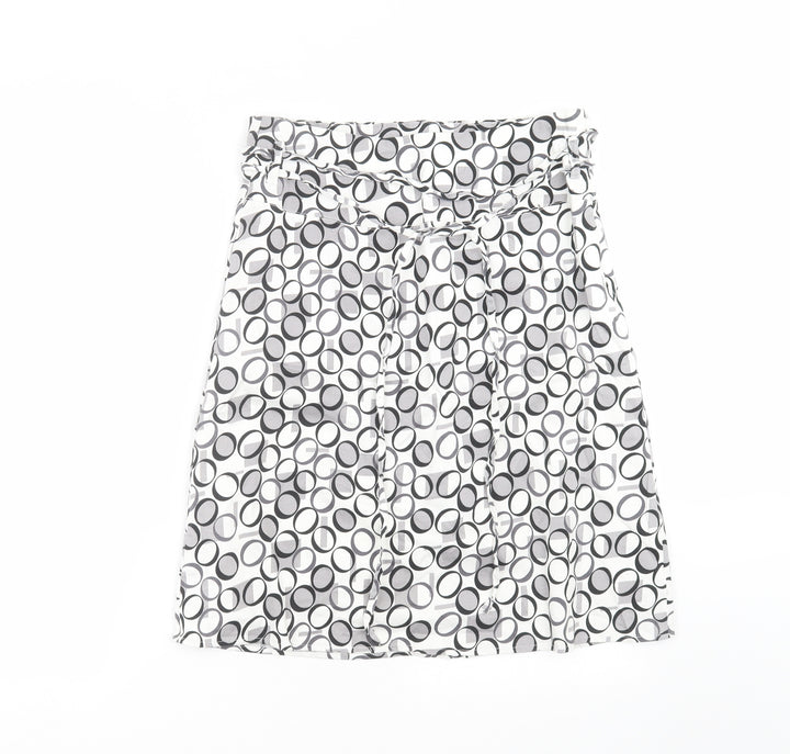 VERO MODA Womens White Geometric A-Line Skirt Size 10