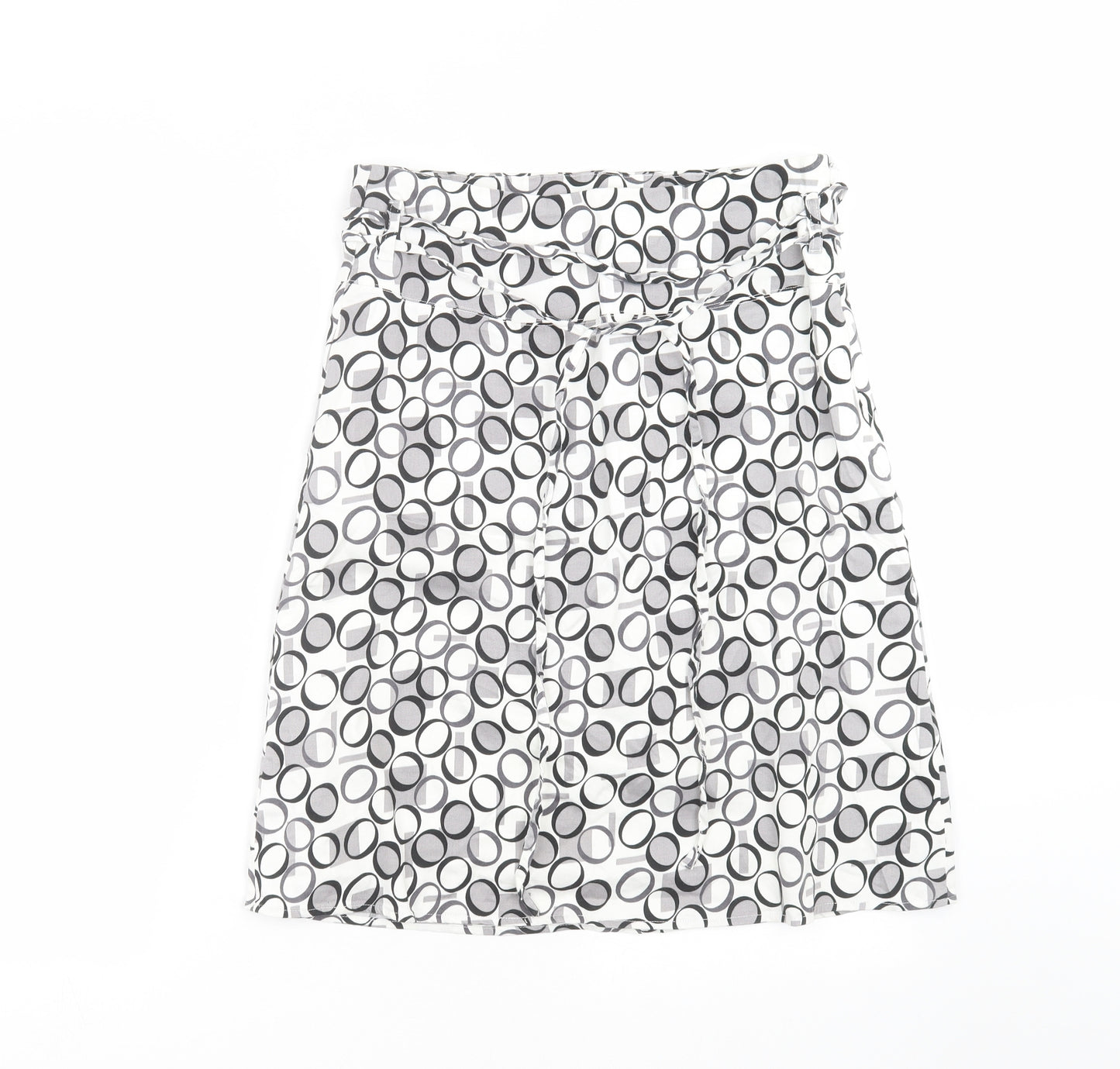 VERO MODA Womens White Geometric  A-Line Skirt Size 10