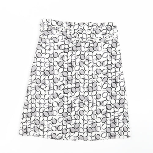 VERO MODA Womens White Geometric  A-Line Skirt Size 10