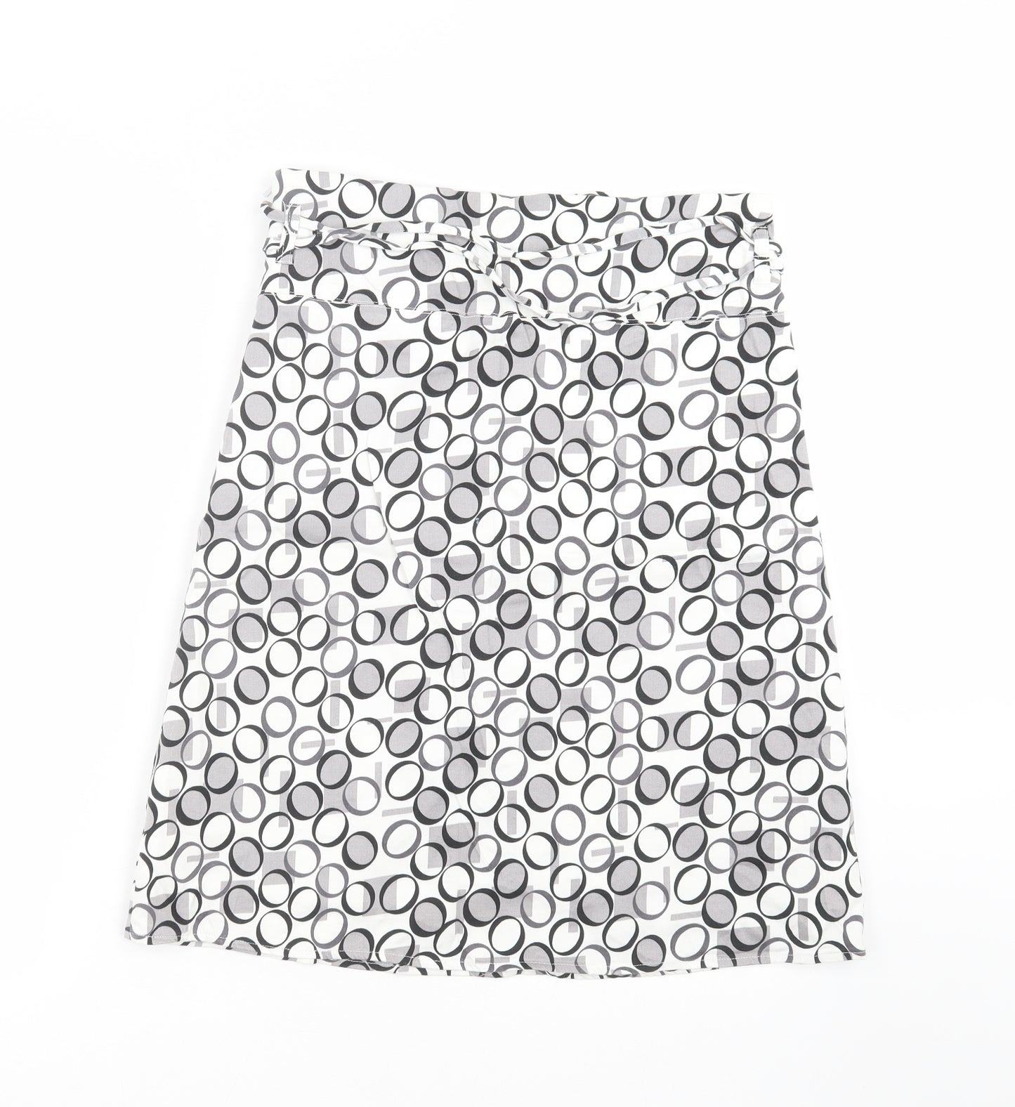 VERO MODA Womens White Geometric  A-Line Skirt Size 10